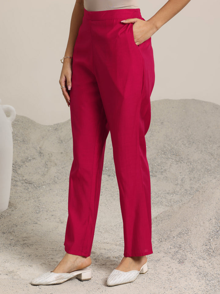 Red Yoke Design Silk Blend Straight Suit With Dupatta