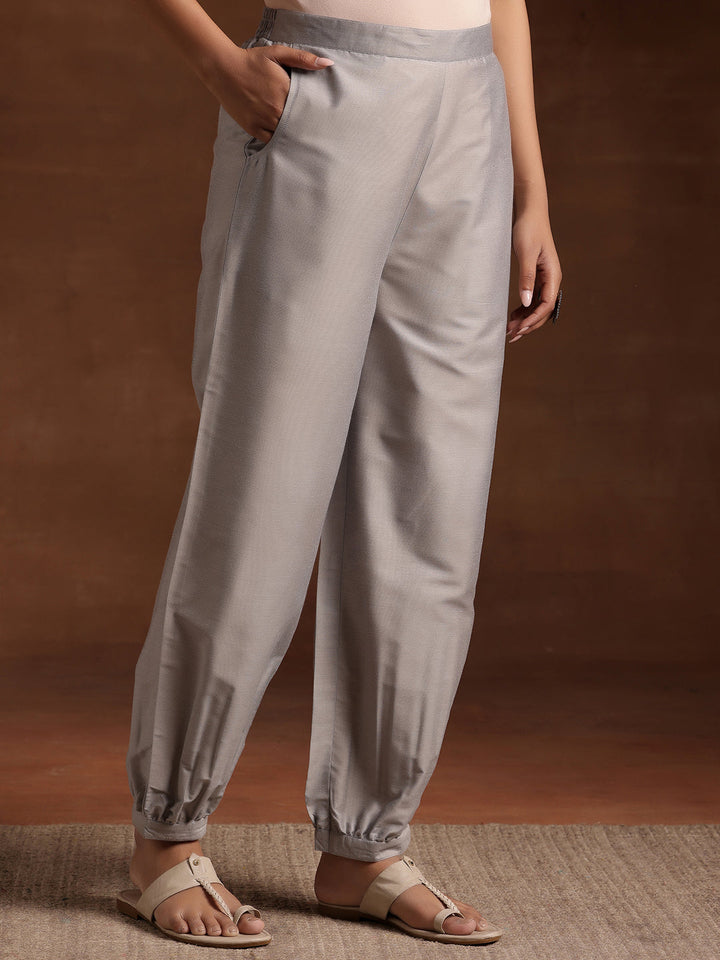 Grey Solid Silk Salwar