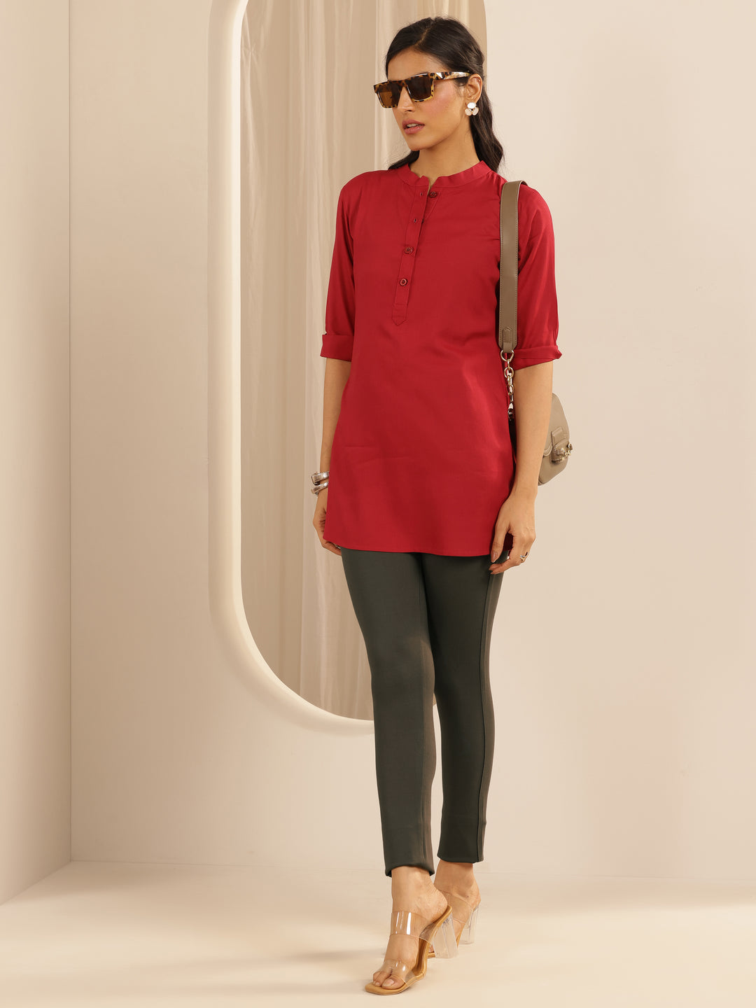 Olive Solid Rayon Blend Jegging