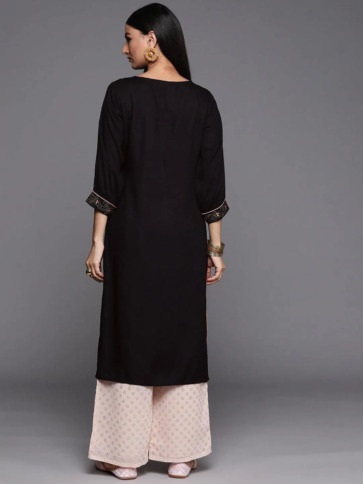 Black Yoke Design Rayon Straight Kurta