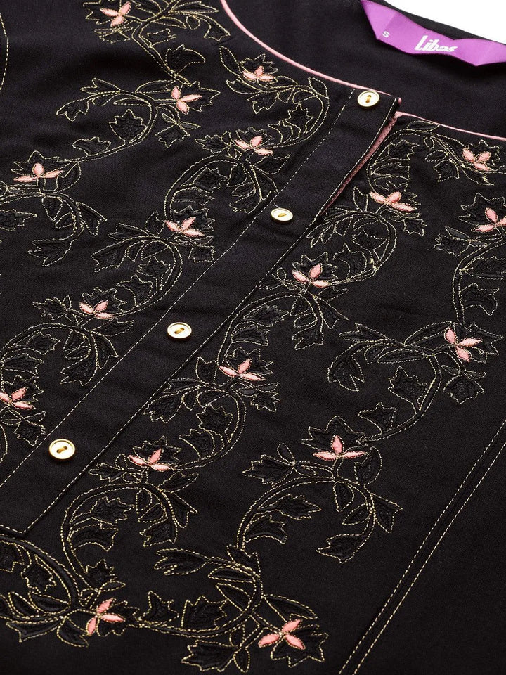 Black Yoke Design Rayon Straight Kurta