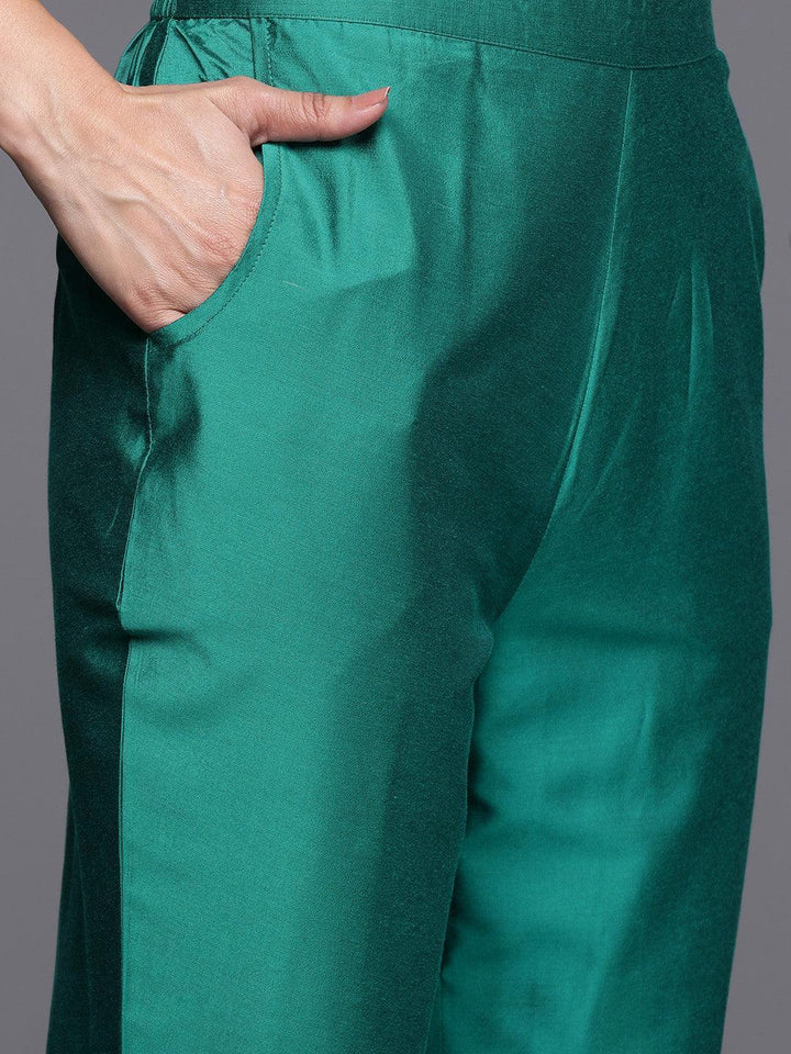 Green Yoke Design Silk Blend Straight Suit With Dupatta