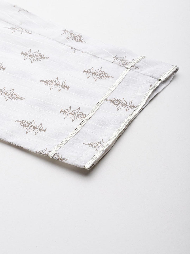 Grey Printed Cotton Straight Suit With Dupatta