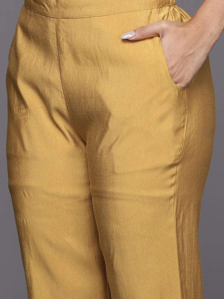 Mustard Yoke Design Silk Blend Straight Suit With Dupatta