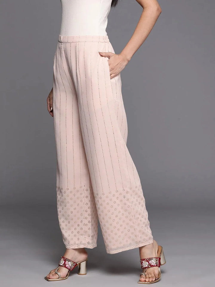 Pink Embellished Georgette Palazzos