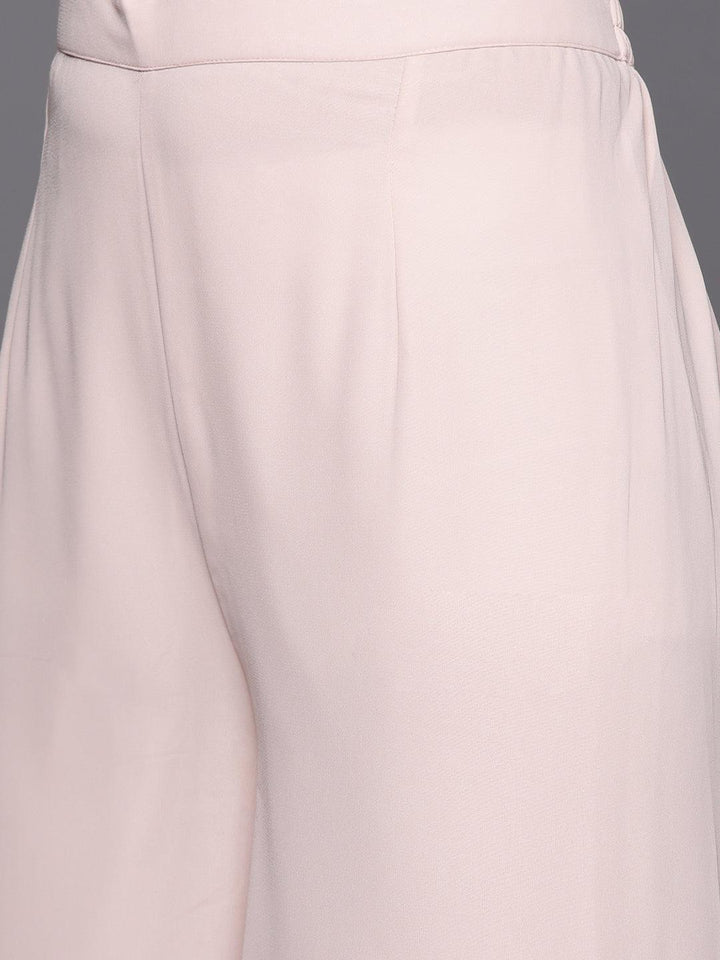 Pink Printed Georgette Straight Kurta With Sharara & Dupatta