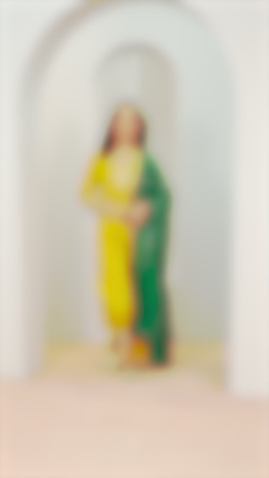 Mustard Embroidered Silk Blend Straight Suit With Dupatta