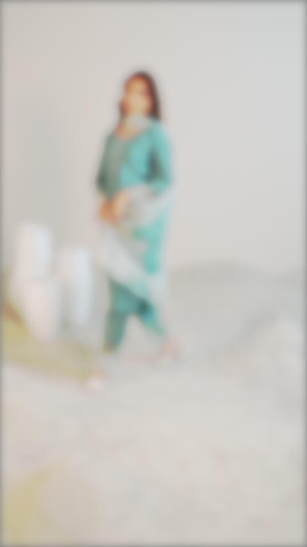 Green Yoke Design Silk Blend Straight Suit Set With Dupatta