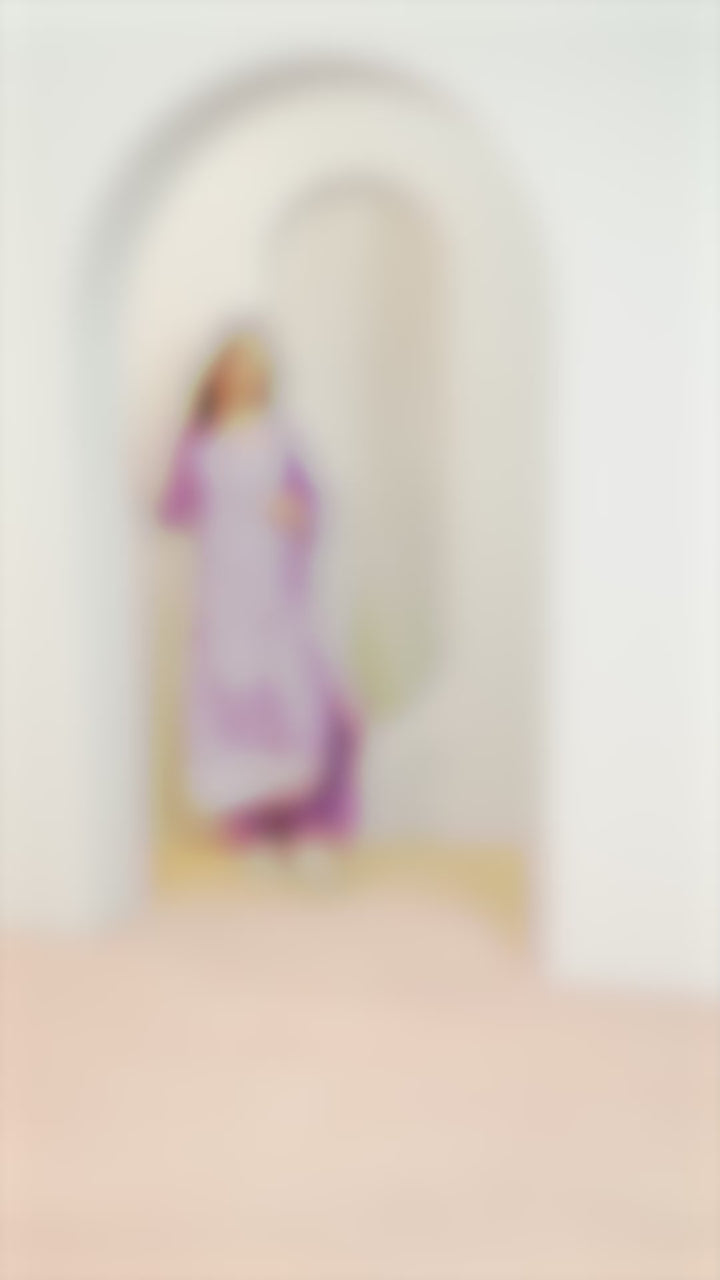 Purple Embroidered Silk Blend Straight Suits With Dupatta