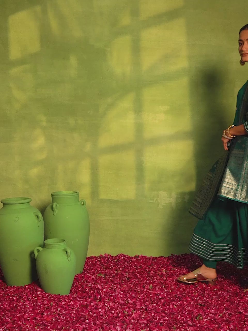 Green Yoke Design Rayon Anarkali Suit With Dupatta