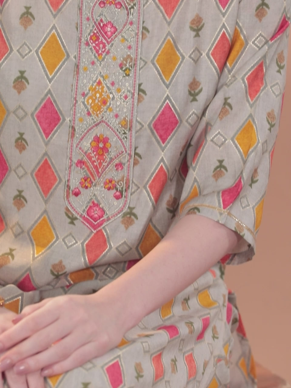 Multicoloured Printed Silk Blend Straight Suit With Dupatta