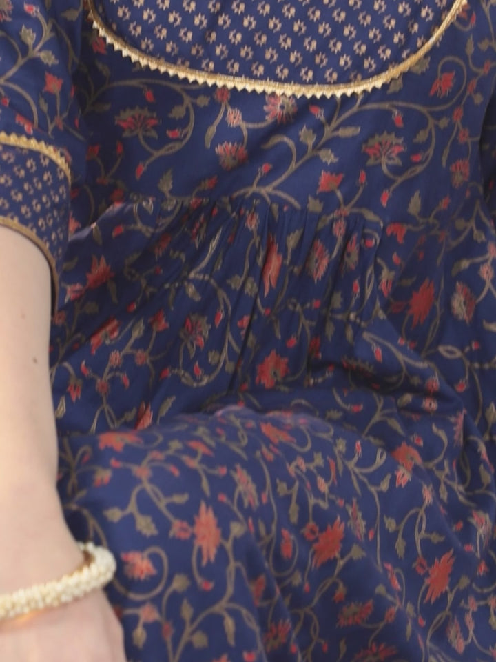 Purple Printed Rayon Anarkali Suit With Dupatta