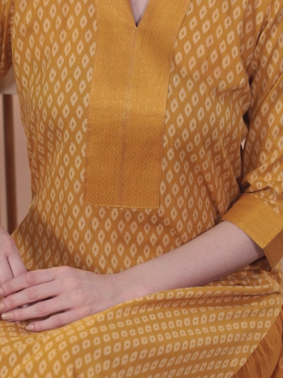 Yellow Printed Cotton Straight Suit With Dupatta