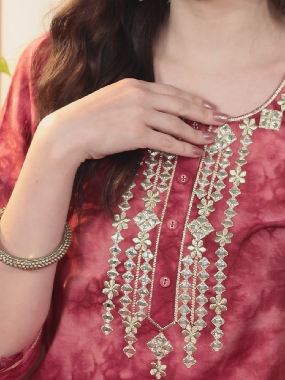 Coral Printed Silk Blend Straight Suit With Dupatta