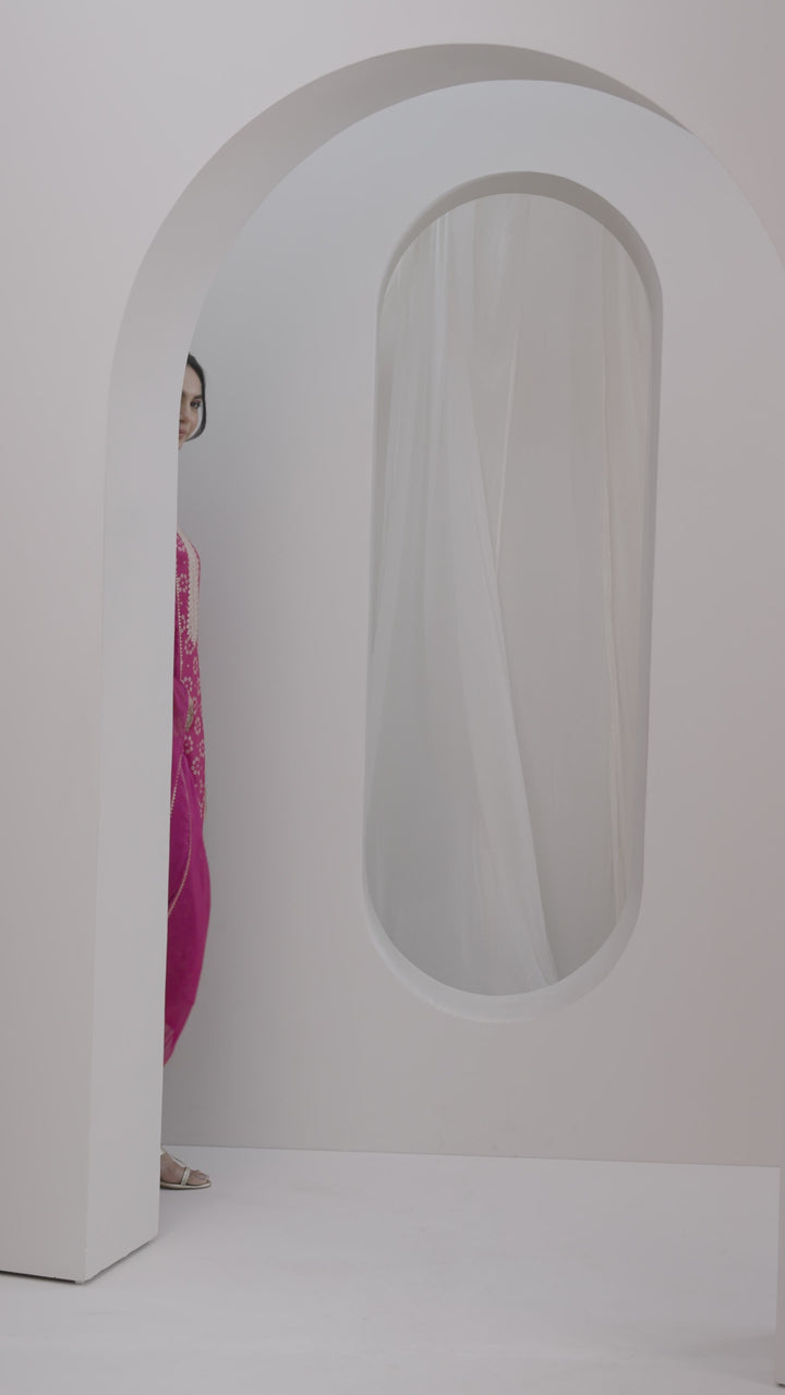 Pink Printed Silk Blend Straight Suit Set With Dupatta