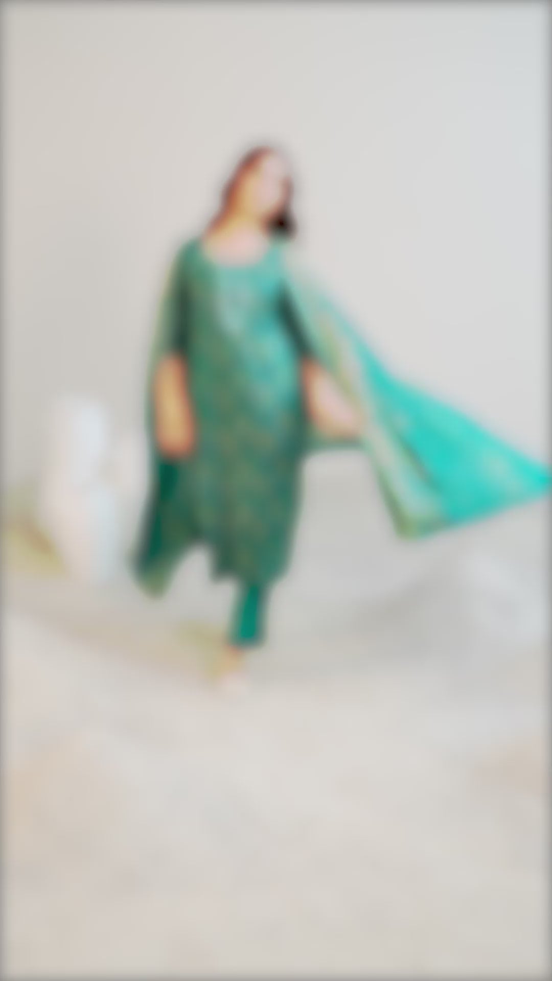 Blue Printed Silk Blend Straight Suit Set With Dupatta