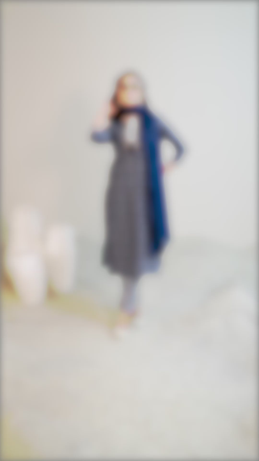 Navy Printed Cotton Straight Suit Set With Dupatta