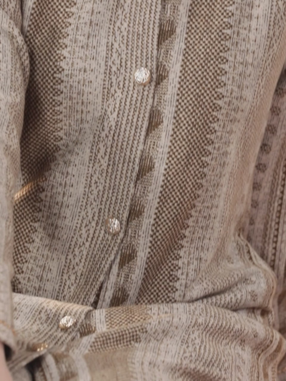 Beige Self Design Wool Blend A-Line Kurta With Trousers