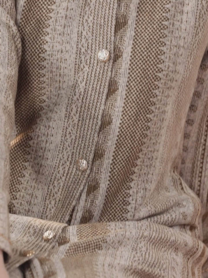 Beige Self Design Wool Blend A-Line Kurta With Trousers