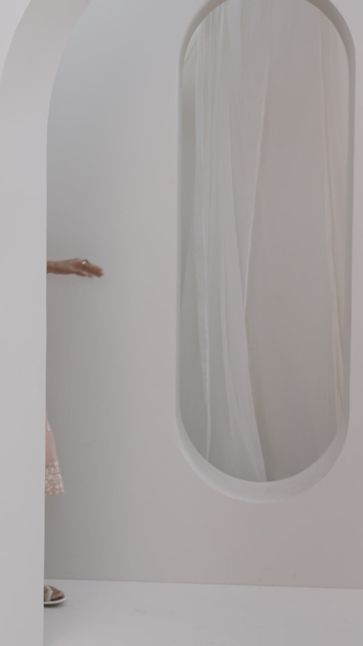 Peach Embroidered Organza Straight Suit Set With Dupatta