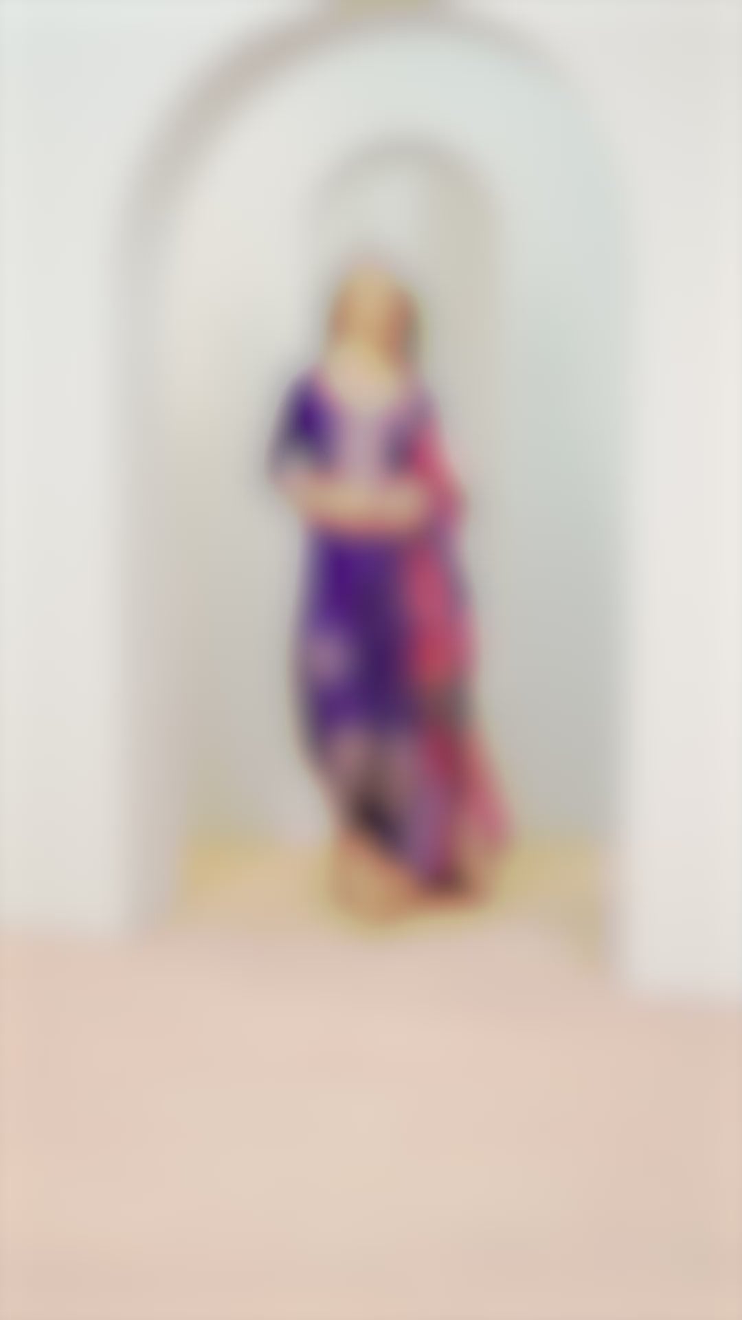 Purple Woven Design Silk Blend Straight Suit With Dupatta