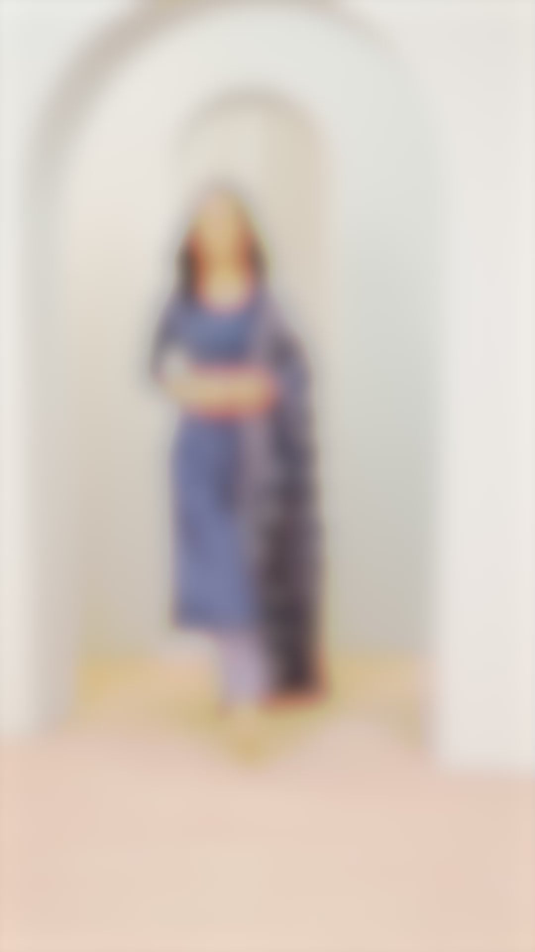 Blue Printed Cotton Straight Suit With Dupatta