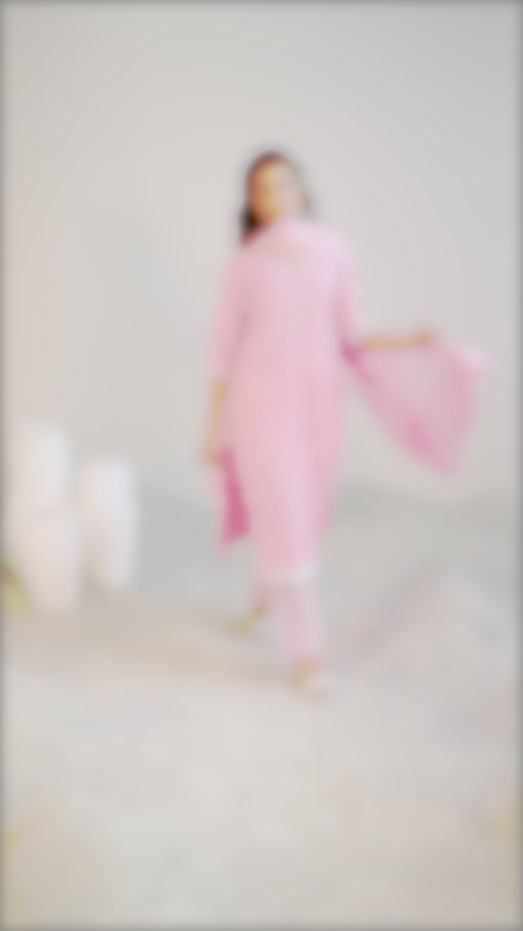 Pink Printed Cotton Straight Suit Set With Dupatta