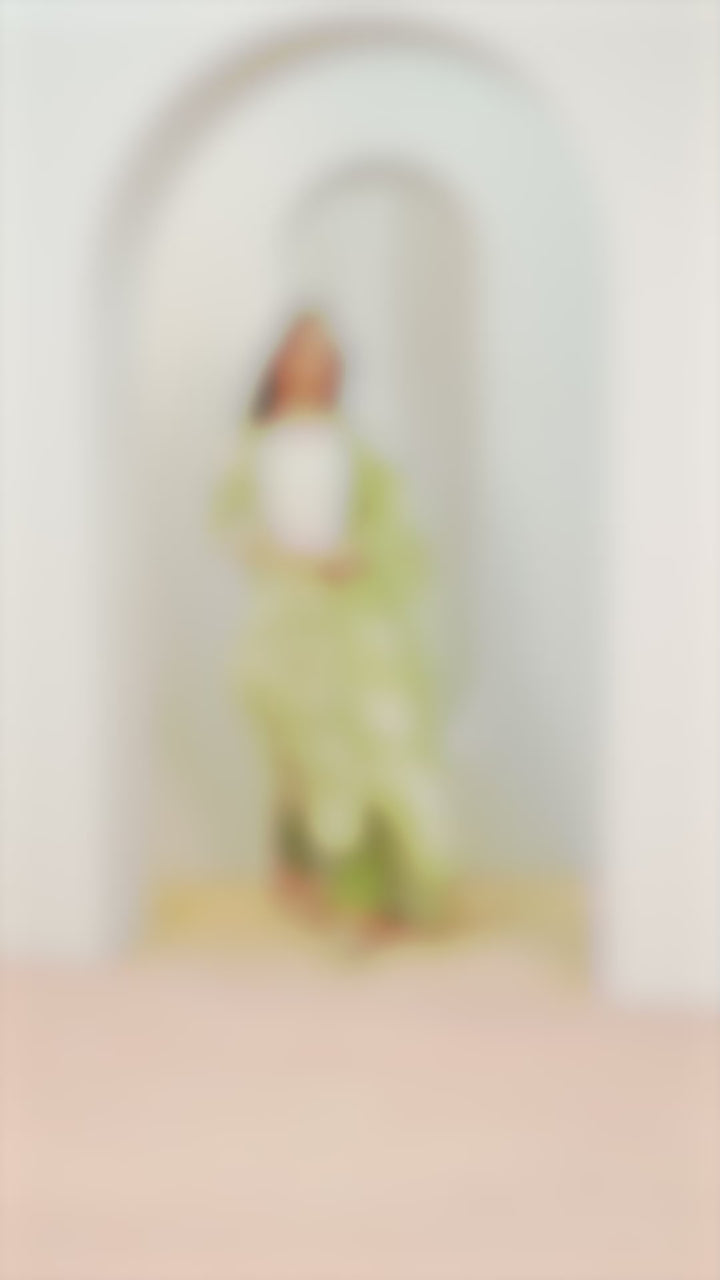 Green Printed Silk Blend Straight Suit With Dupatta