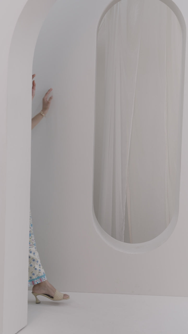 Off White Printed Cotton A-Line Kurta Set