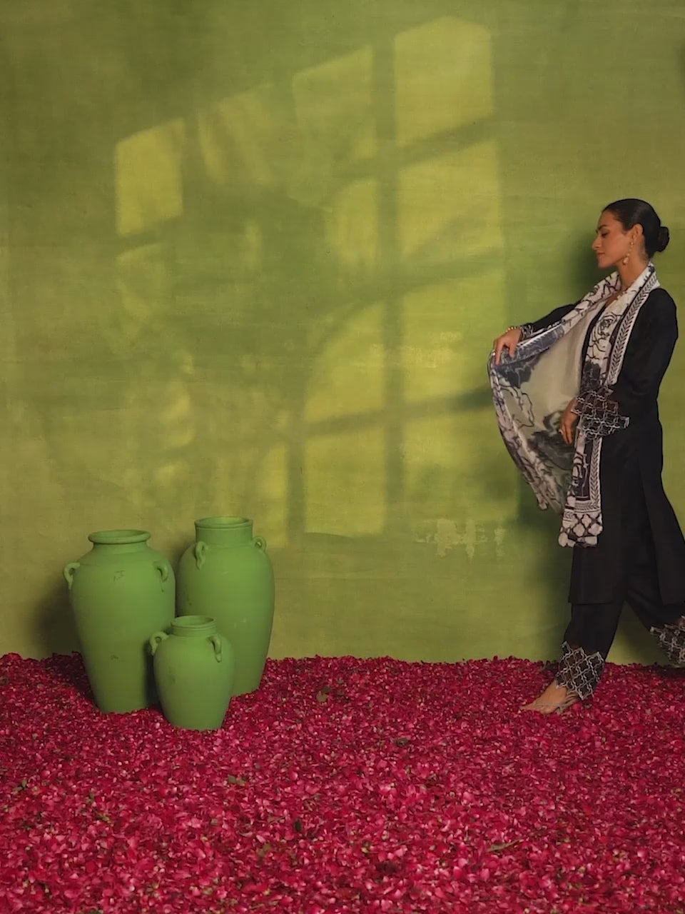 Navy Blue Solid Silk Blend Straight Suit With Dupatta