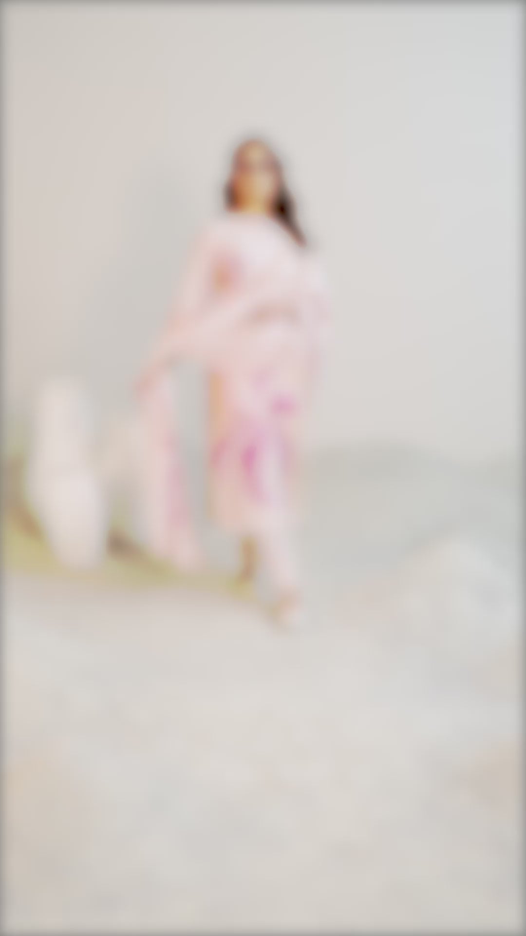 Peach Printed Silk Blend Straight Suit Set With Dupatta