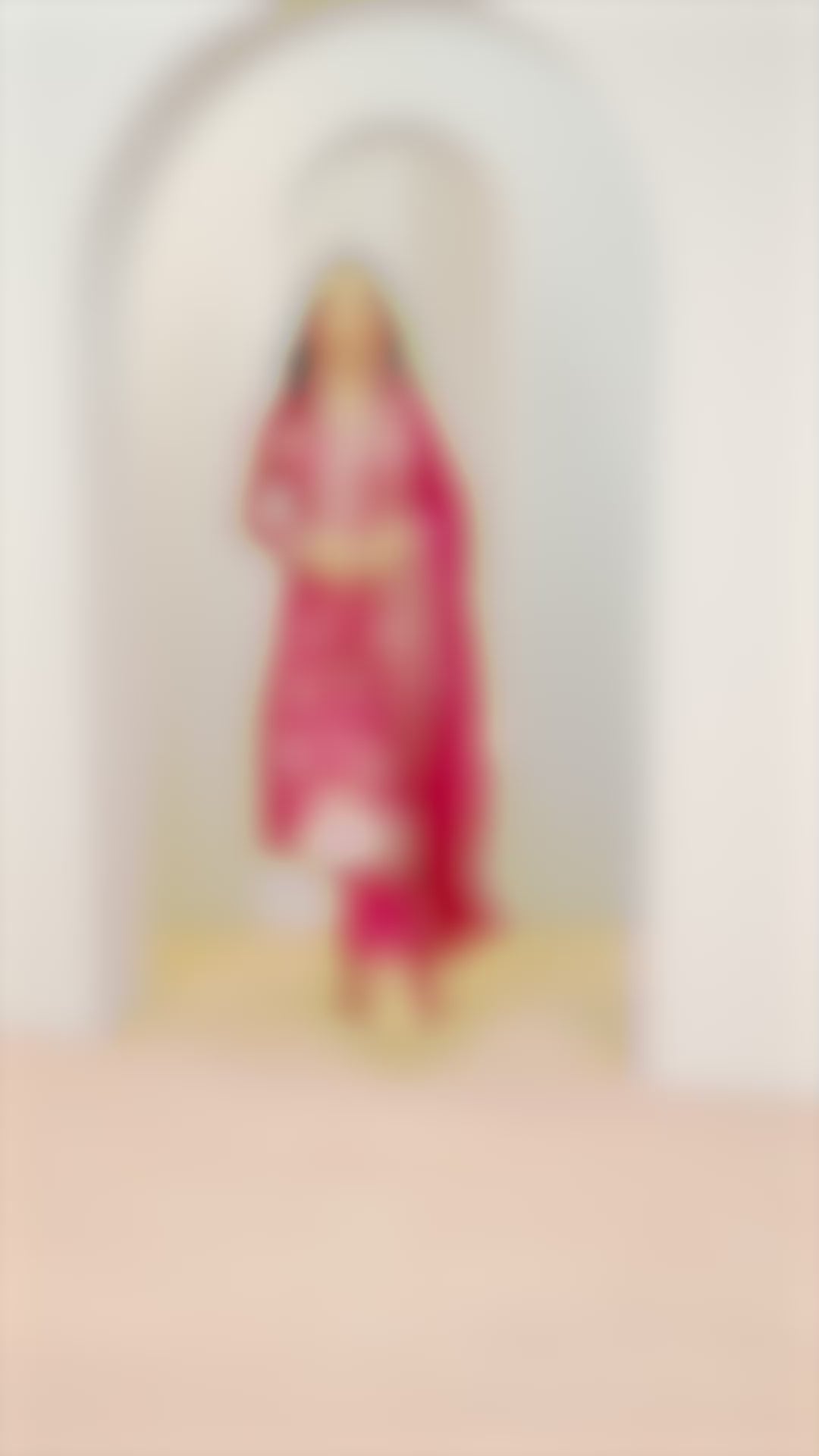 Pink Printed Silk Blend Straight Suit With Dupatta