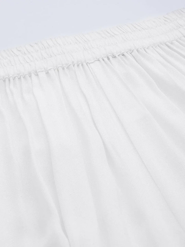 White Solid Rayon Palazzos