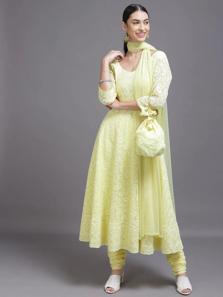 Yellow Embroidered Georgette Suit Set