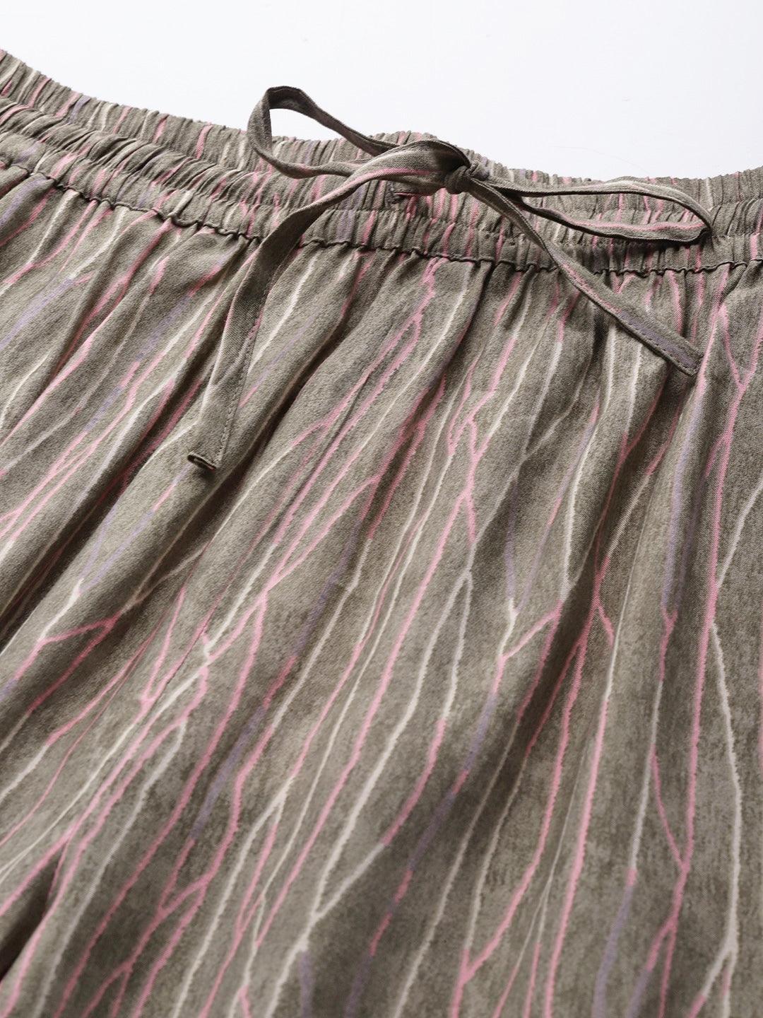 Grey Printed Silk Palazzos - ShopLibas