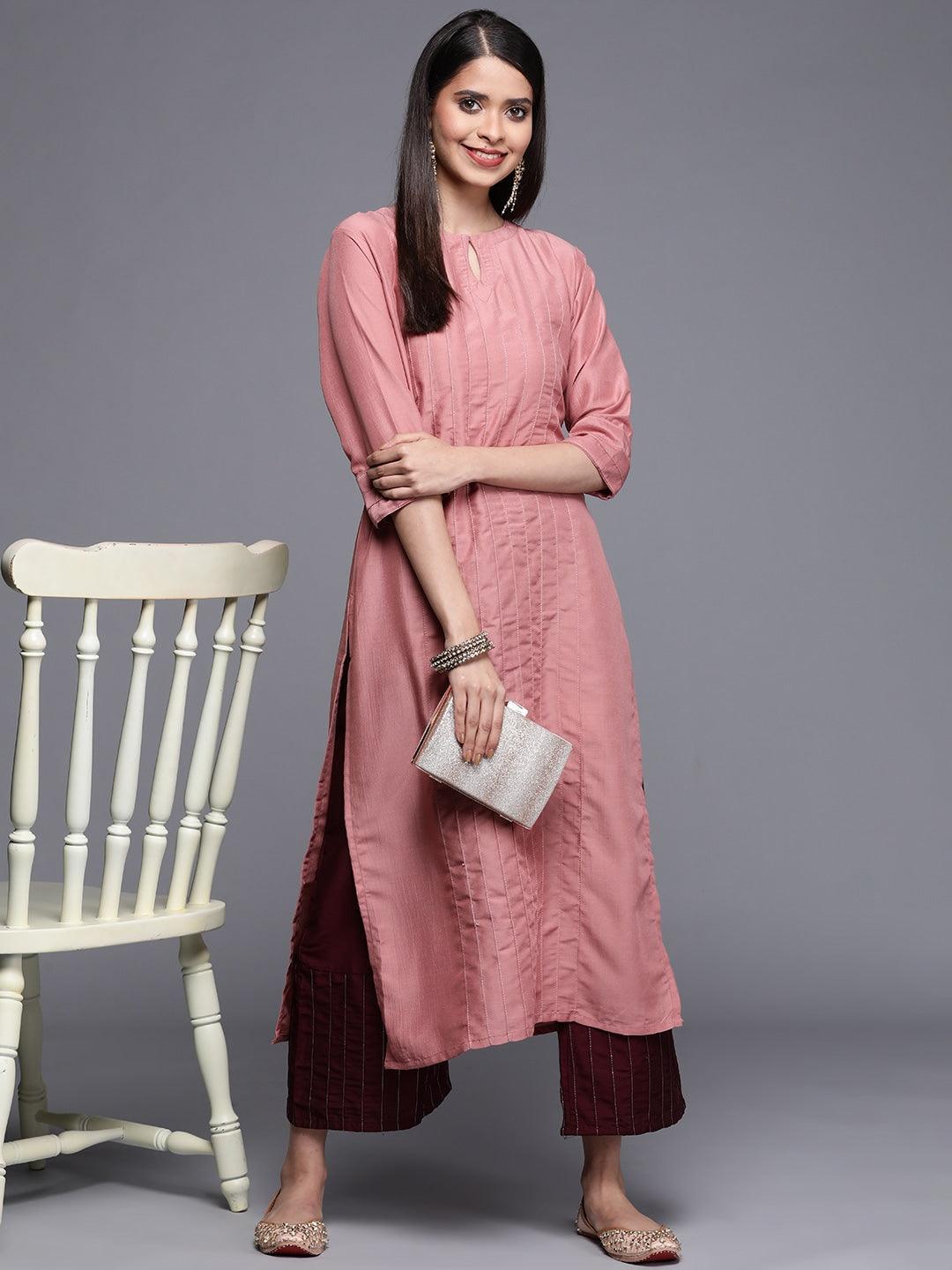 Maroon Solid Silk Palazzos - ShopLibas