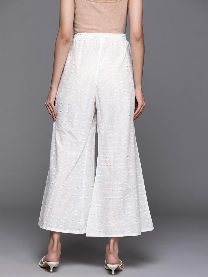 Cream Printed Cotton Palazzos