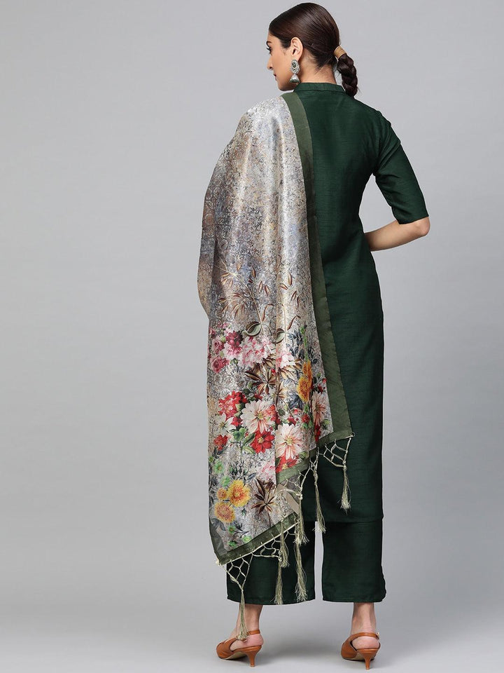 Green Solid Muslin Suit Set