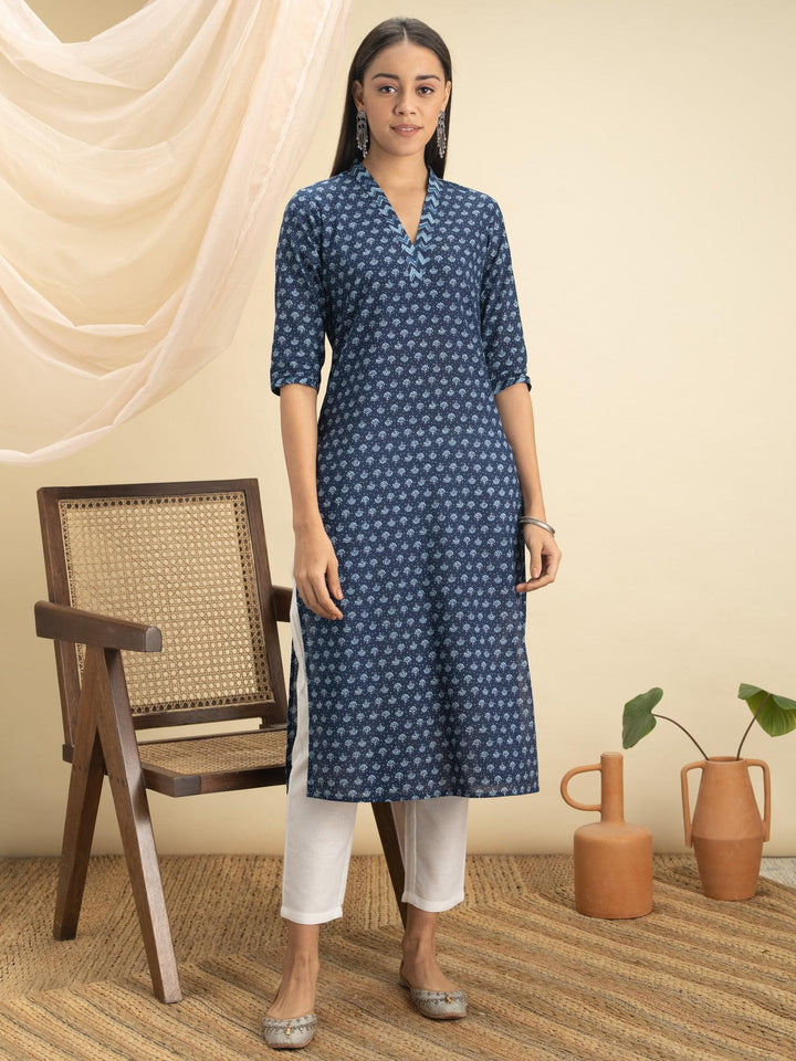 Indigo Printed Cotton Kurta