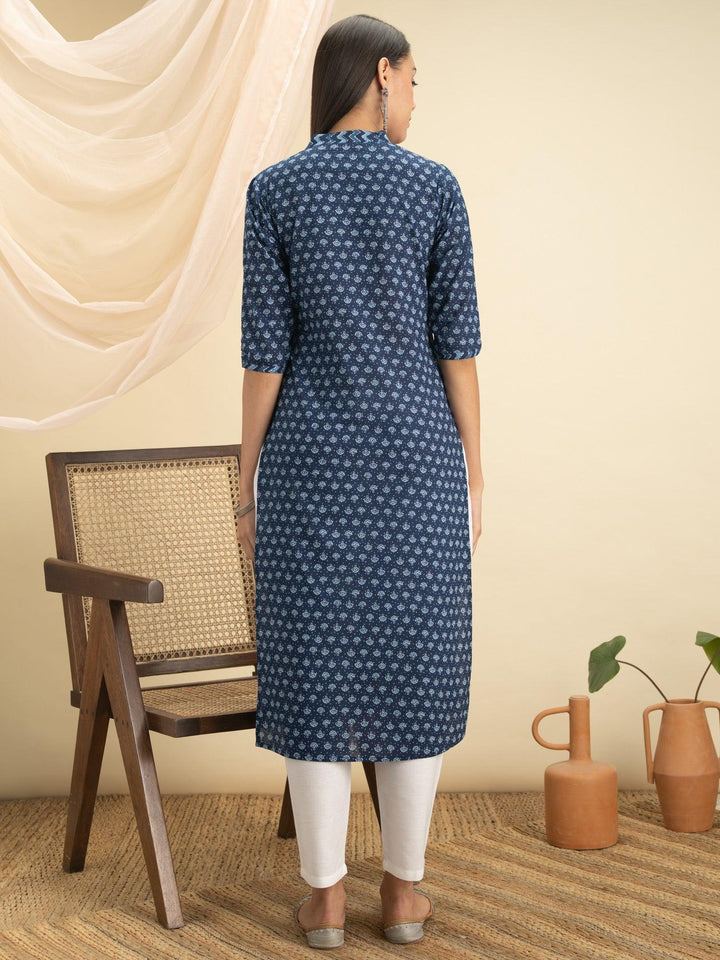 Indigo Printed Cotton Kurta