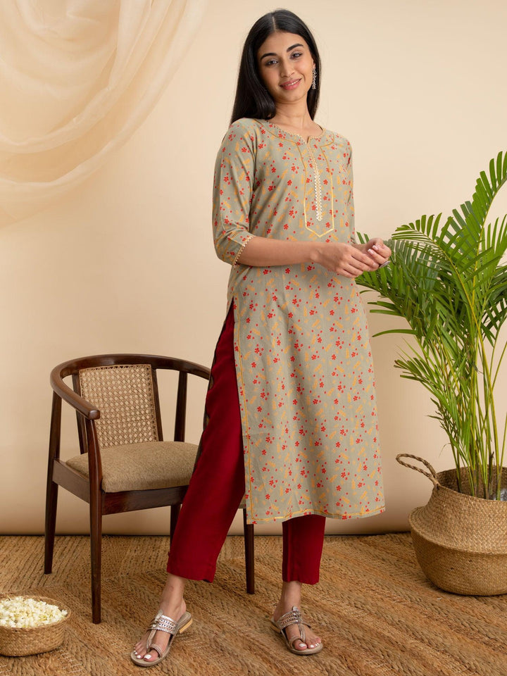 Green Printed Cotton Kurta