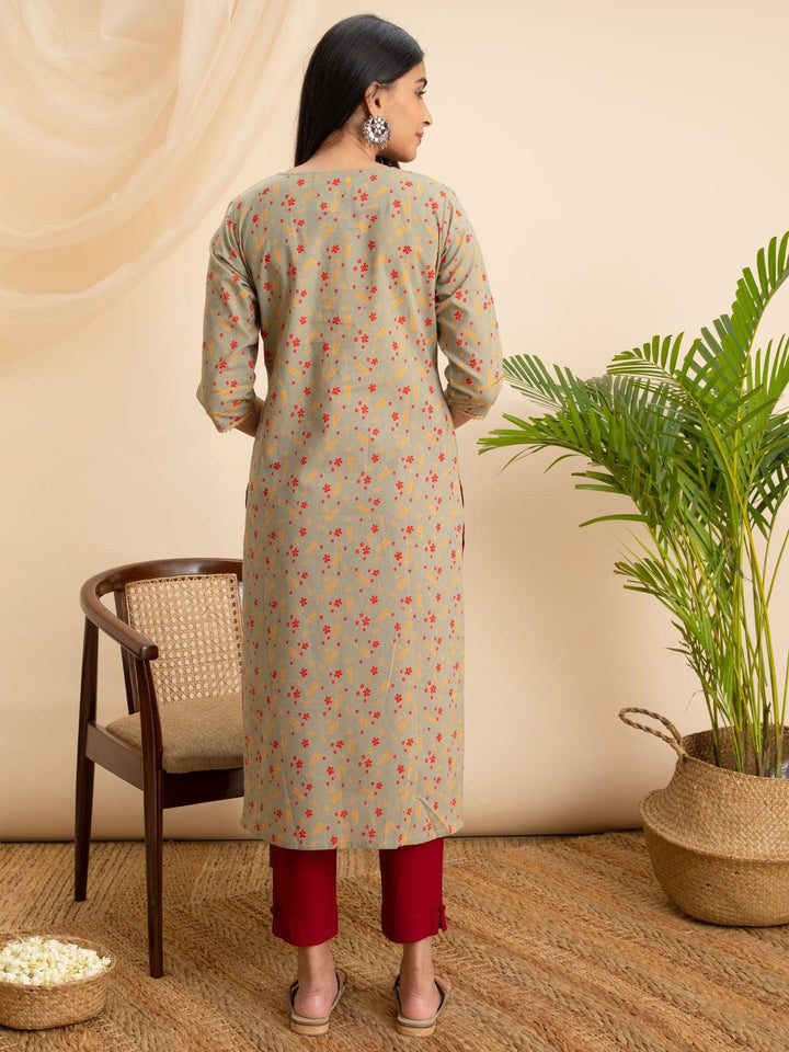 Green Printed Cotton Kurta