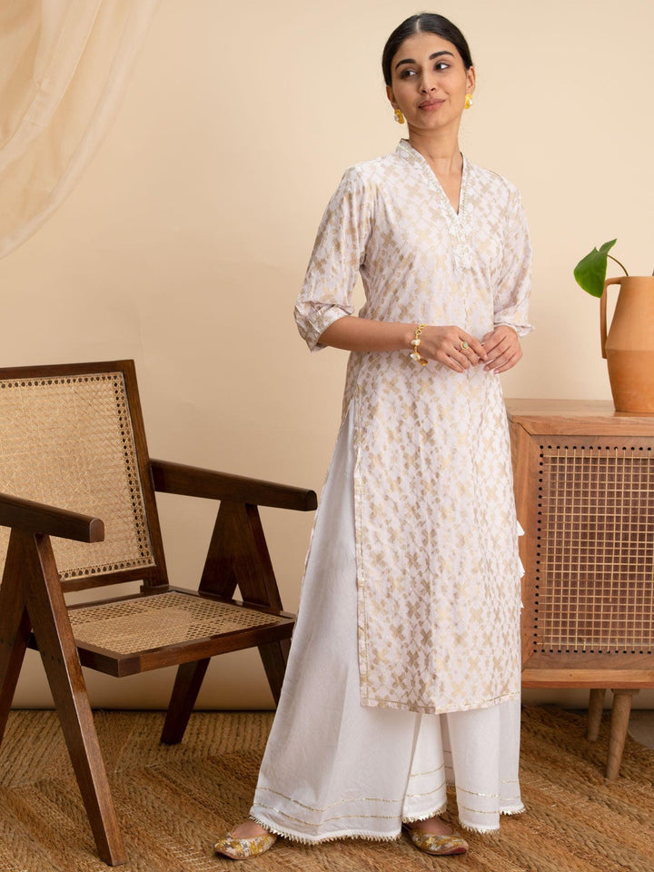 Pink Printed Cotton Kurta