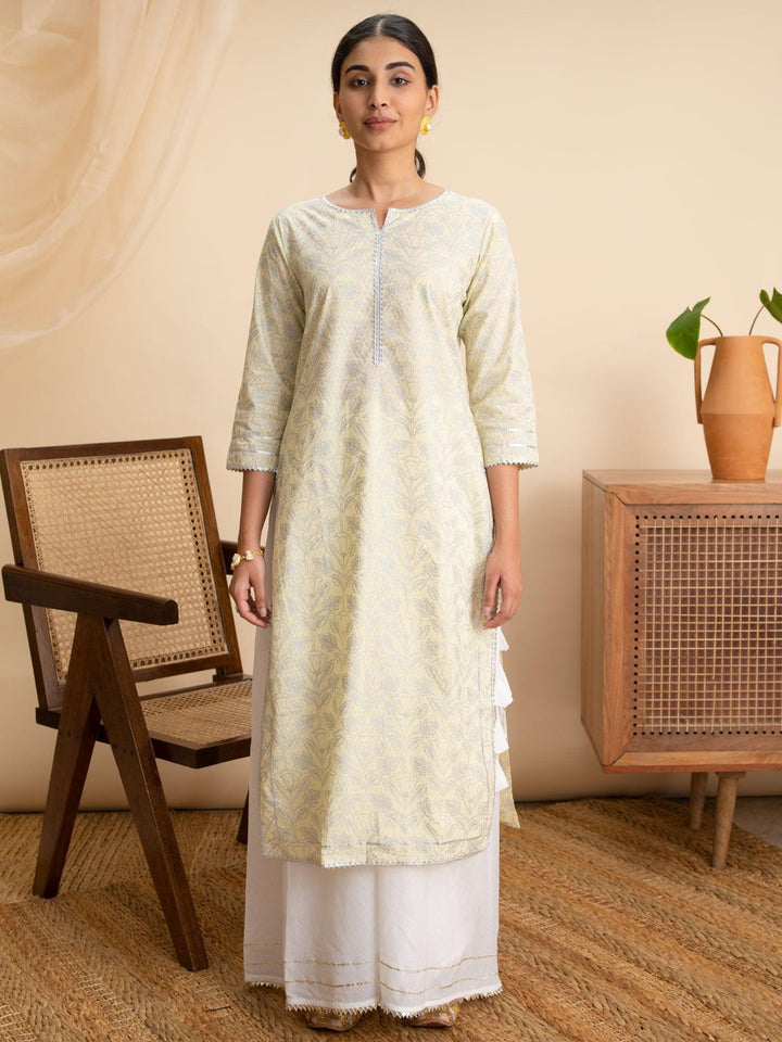 Green Printed Cotton Kurta