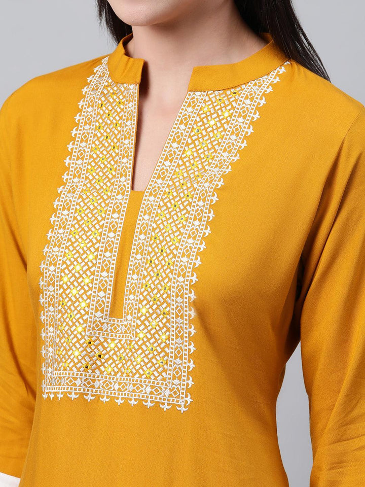 Yellow Solid Rayon Kurta