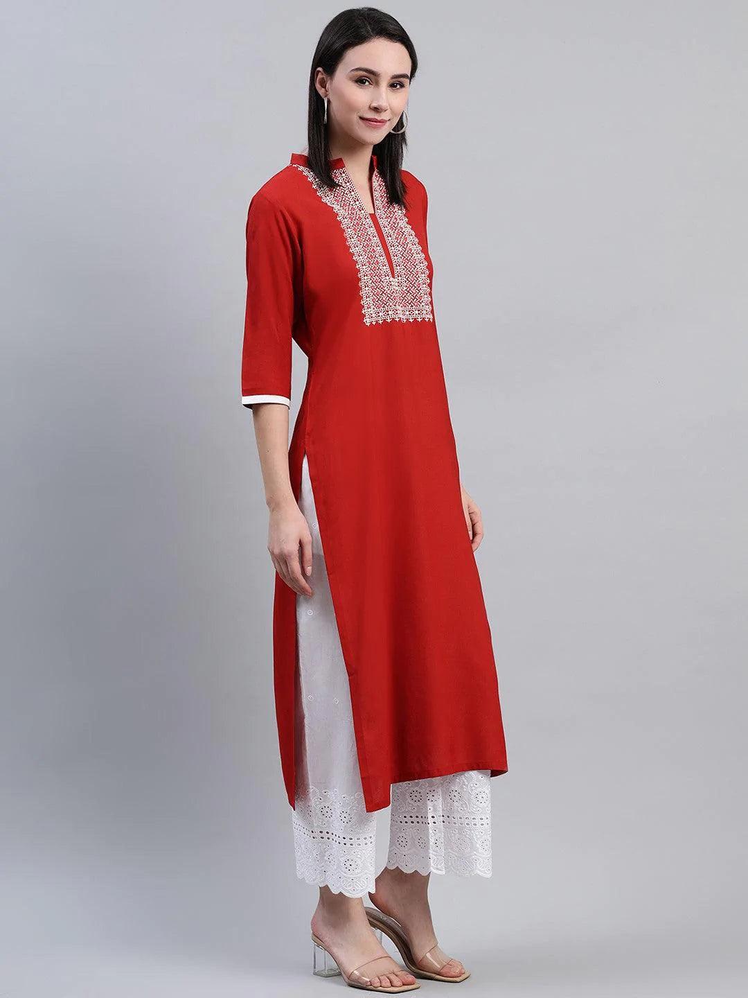Rust Solid Rayon Kurta - ShopLibas