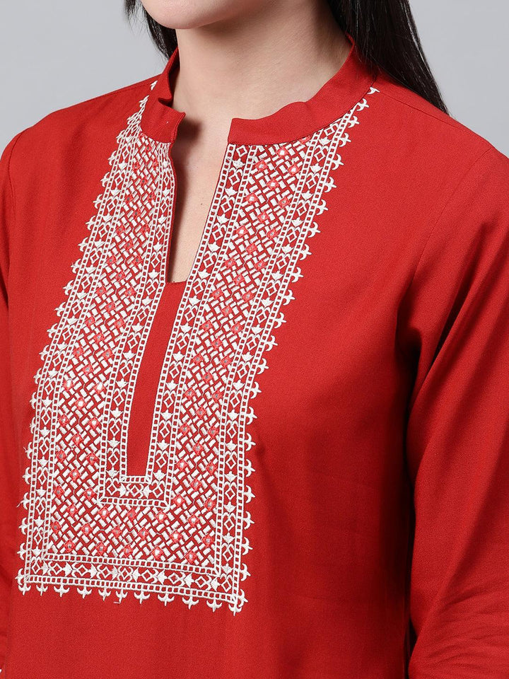 Rust Solid Rayon Kurta