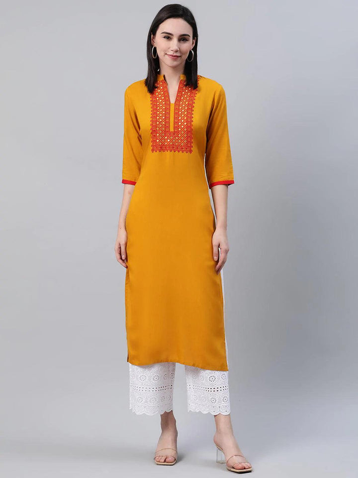Yellow Solid Rayon Kurta