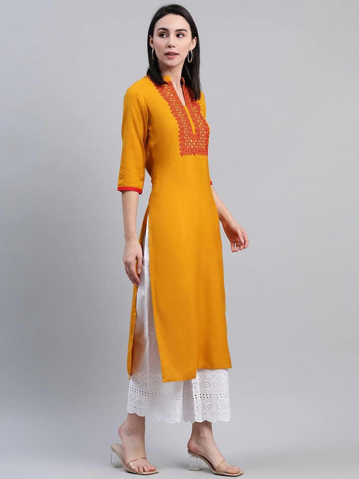 Yellow Solid Rayon Kurta