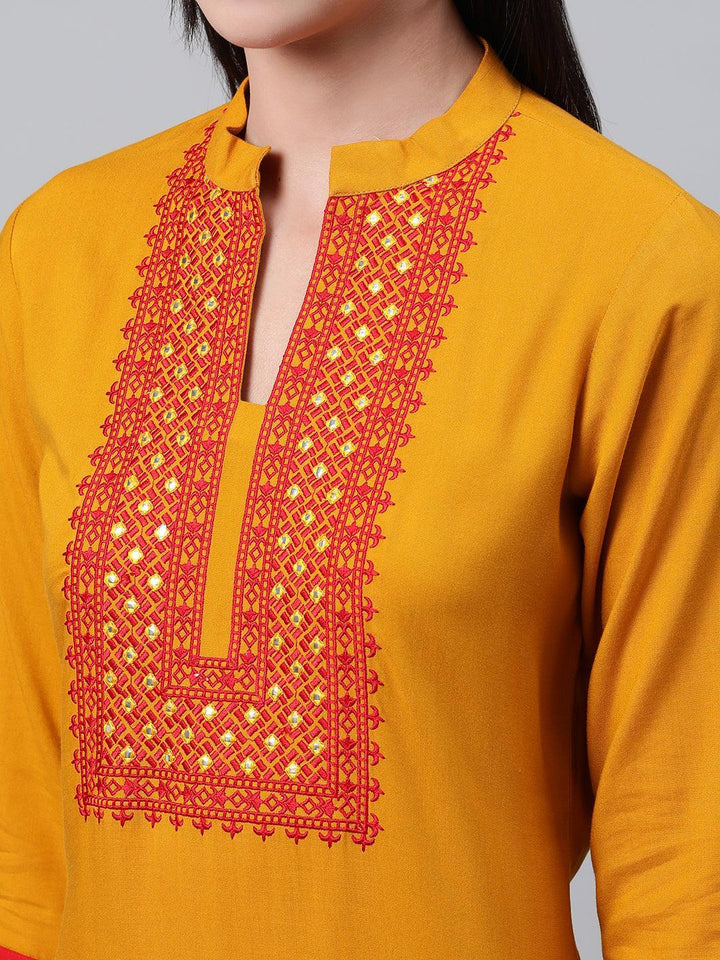 Yellow Solid Rayon Kurta